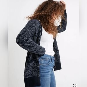 Madewell Bird's Eye Maysfield Cardigan Sweater in Coziest Yarn Womens Small
